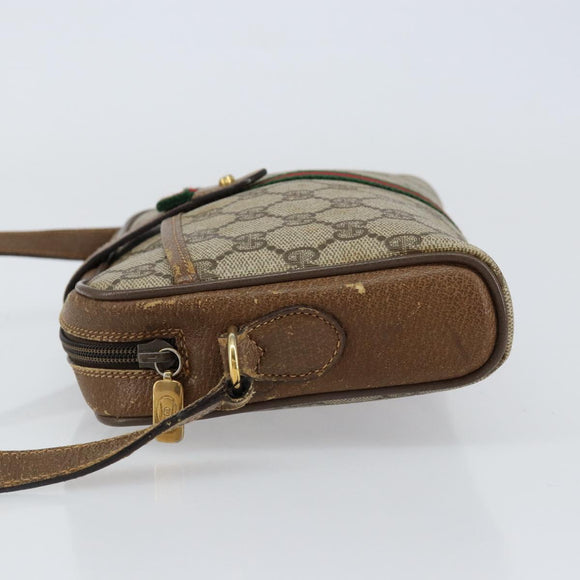 GUCCI GG Supreme Web Sherry Line Bag PVC Beige Gold 116 02 055 Auth 155594