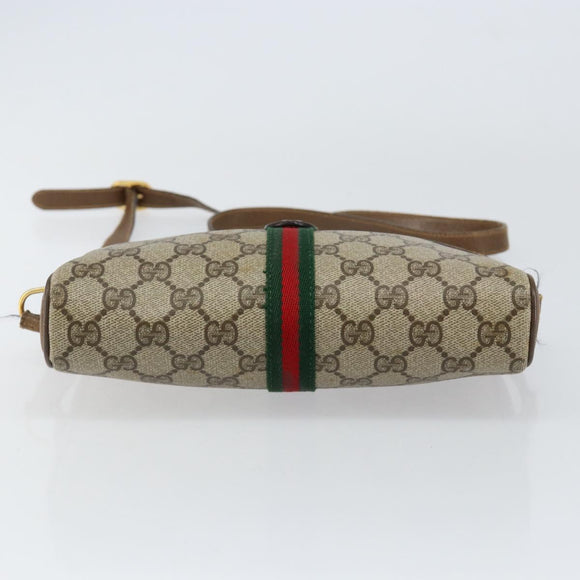 GUCCI GG Supreme Web Sherry Line Bag PVC Beige Gold 116 02 055 Auth 155594