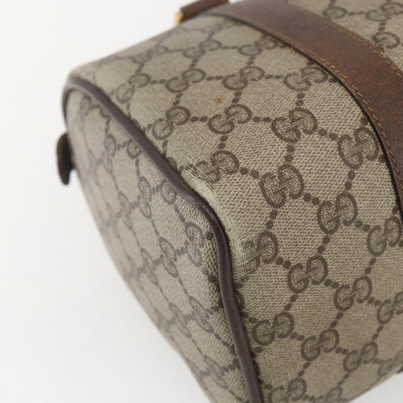 GUCCI GG Supreme Web Sherry Line Boston Bag PVC Beige Gold 39 02 006 Auth 155595