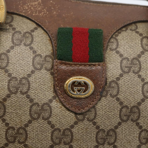 GUCCI GG Supreme Web Sherry Line Boston Bag PVC Beige Gold 39 02 006 Auth 155595