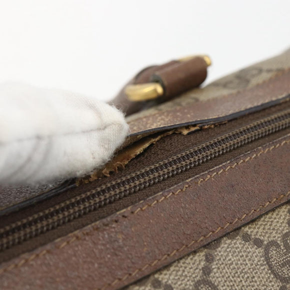 GUCCI GG Supreme Web Sherry Line Boston Bag PVC Beige Gold 39 02 006 Auth 155595