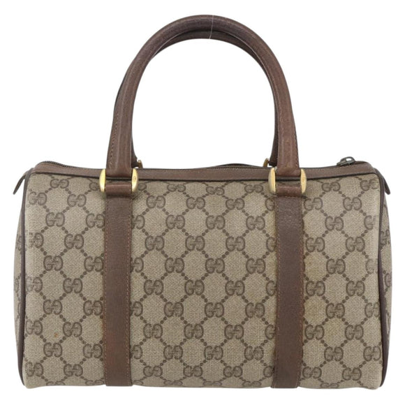 GUCCI GG Supreme Web Sherry Line Boston Bag PVC Beige Gold 39 02 006 Auth 155595