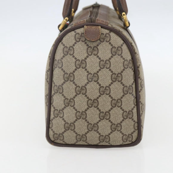 GUCCI GG Supreme Web Sherry Line Boston Bag PVC Beige Gold 39 02 006 Auth 155595