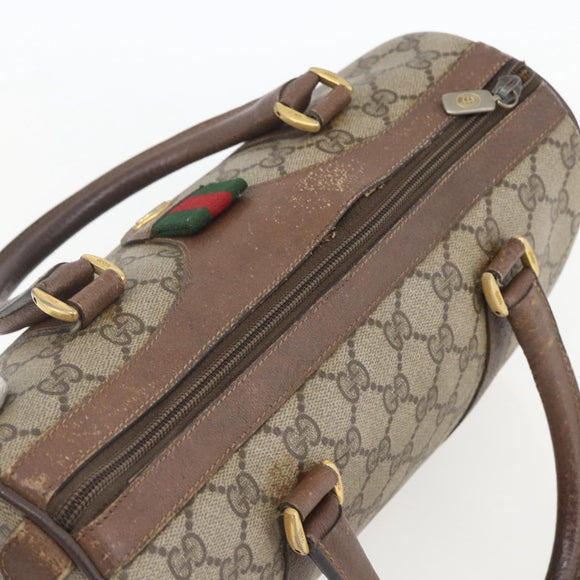 GUCCI GG Supreme Web Sherry Line Boston Bag PVC Beige Gold 39 02 006 Auth 155595