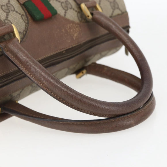 GUCCI GG Supreme Web Sherry Line Boston Bag PVC Beige Gold 39 02 006 Auth 155595