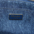 PRADA Canapa MM Hand Bag Denim Blue Gold Auth 155597-18