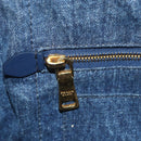 PRADA Canapa MM Hand Bag Denim Blue Gold Auth 155597-19
