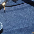 PRADA Canapa MM Hand Bag Denim Blue Gold Auth 155597-10