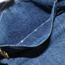 PRADA Canapa MM Hand Bag Denim Blue Gold Auth 155597-11