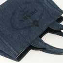 PRADA Canapa MM Hand Bag Denim Blue Gold Auth 155597-6