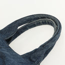 PRADA Canapa MM Hand Bag Denim Blue Gold Auth 155597-8