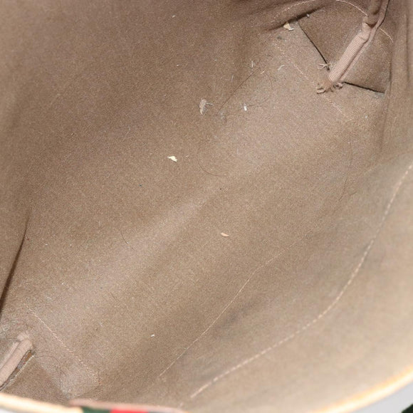 GUCCI Micro GG Supreme Web Sherry Line Tote Bag PVC Beige Red Auth 155601