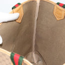 GUCCI Micro GG Supreme Web Sherry Line Tote Bag PVC Beige Red Auth 155601-17