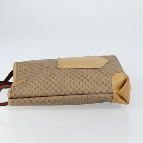 GUCCI Micro GG Supreme Web Sherry Line Tote Bag PVC Beige Red Auth 155601