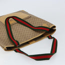 GUCCI Micro GG Supreme Web Sherry Line Tote Bag PVC Beige Red Auth 155601-6