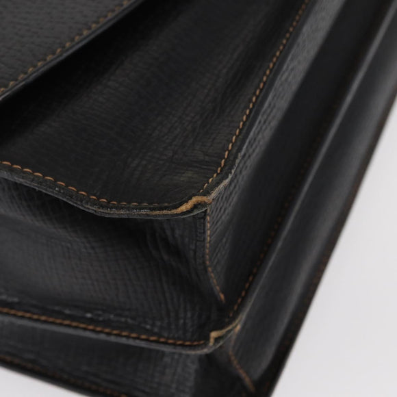 LOEWE Barcelona Hand Bag Leather Black Gold Auth 155608