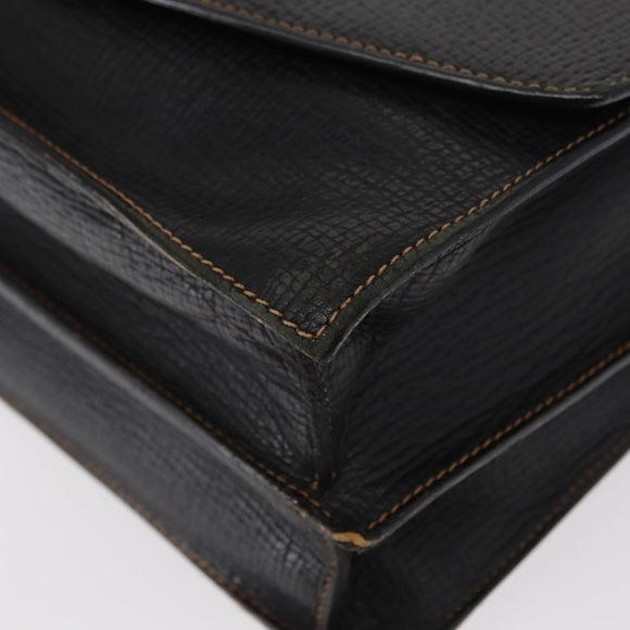 LOEWE Barcelona Hand Bag Leather Black Gold Auth 155608