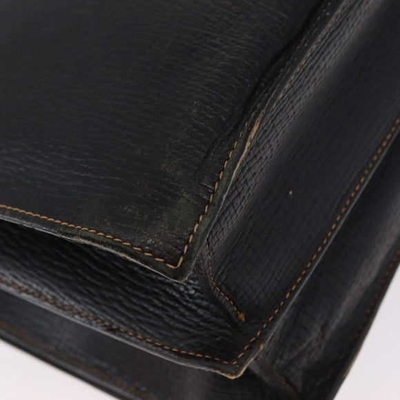 LOEWE Barcelona Hand Bag Leather Black Gold Auth 155608