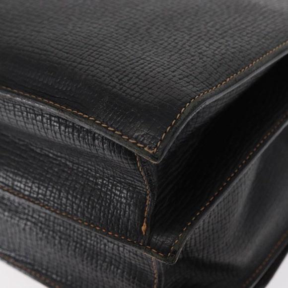 LOEWE Barcelona Hand Bag Leather Black Gold Auth 155608