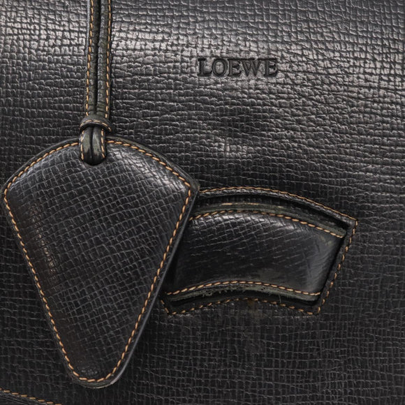 LOEWE Barcelona Hand Bag Leather Black Gold Auth 155608