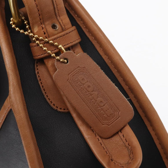 Coach Shoulder Bag Leather Black Gold Auth 155609