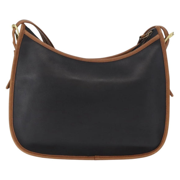 Coach Shoulder Bag Leather Black Gold Auth 155609