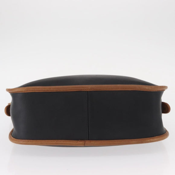 Coach Shoulder Bag Leather Black Gold Auth 155609