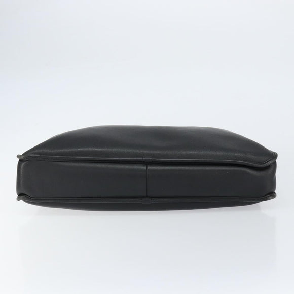 LOEWE Anagram Hand Bag Leather Black Silver Auth 155610