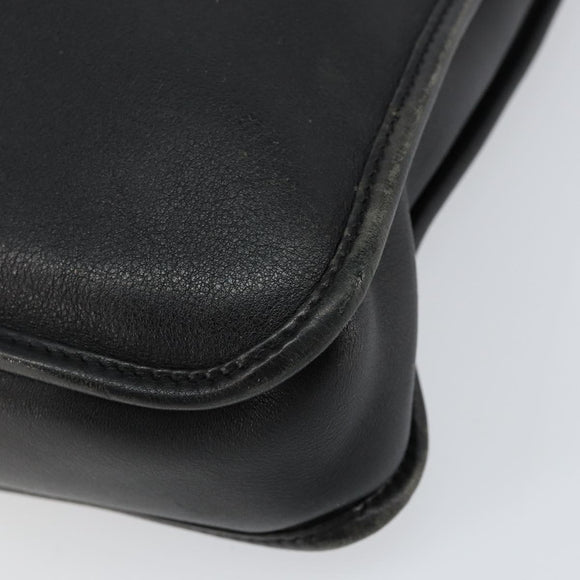 LOEWE Anagram Hand Bag Leather Black Silver Auth 155610