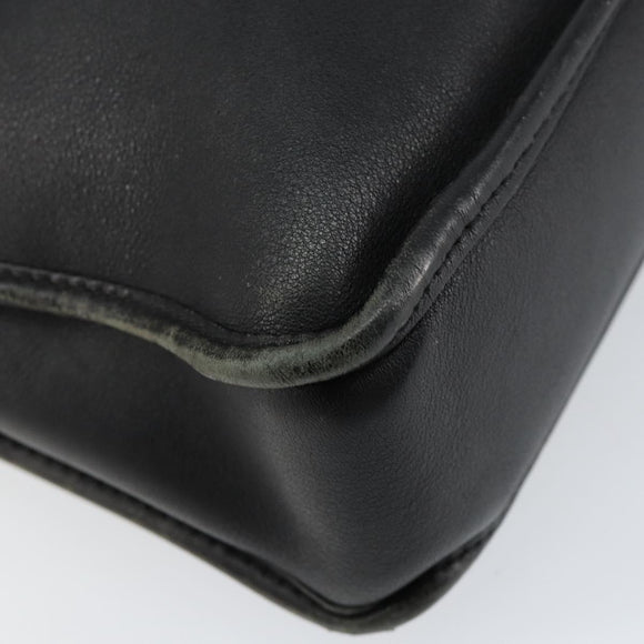 LOEWE Anagram Hand Bag Leather Black Silver Auth 155610