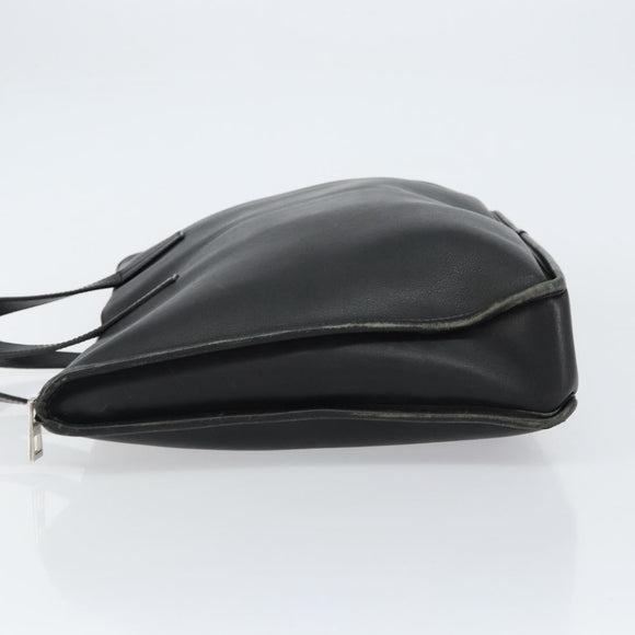 LOEWE Anagram Hand Bag Leather Black Silver Auth 155610