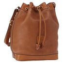 CELINE Shoulder Bag Leather Brown Gold Auth 155612-1