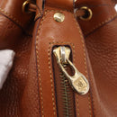 CELINE Shoulder Bag Leather Brown Gold Auth 155612-17