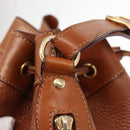 CELINE Shoulder Bag Leather Brown Gold Auth 155612-10