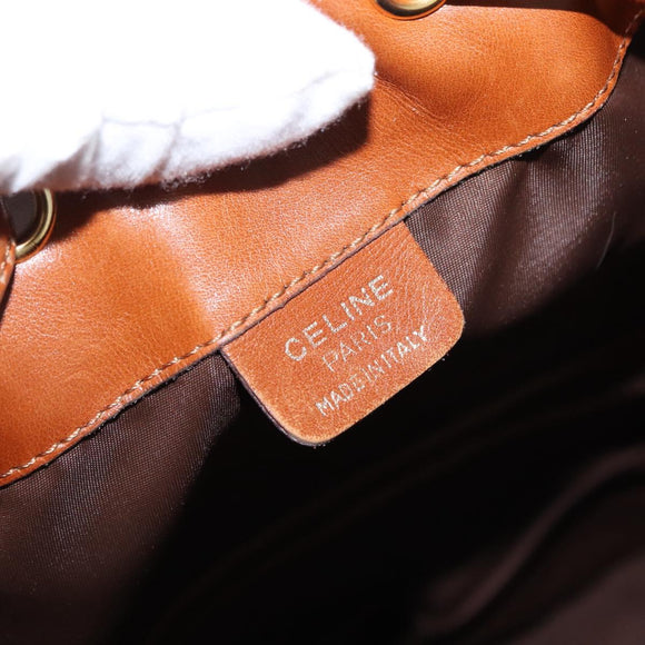 CELINE Shoulder Bag Leather Brown Gold Auth 155612