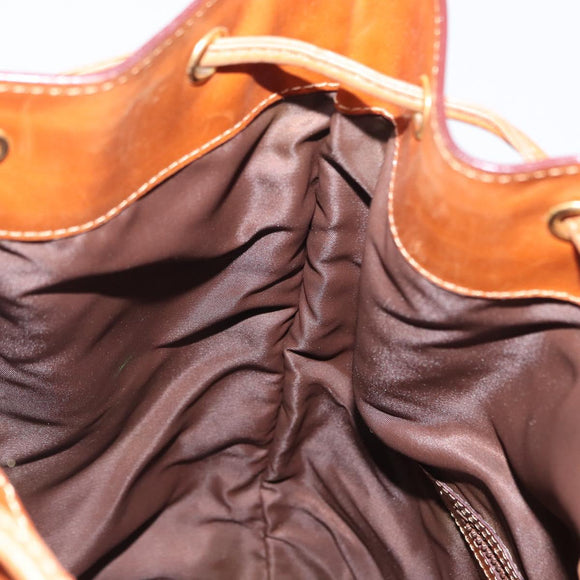 CELINE Shoulder Bag Leather Brown Gold Auth 155612