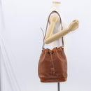 CELINE Shoulder Bag Leather Brown Gold Auth 155612-25