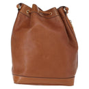 CELINE Shoulder Bag Leather Brown Gold Auth 155612-2