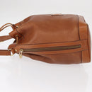 CELINE Shoulder Bag Leather Brown Gold Auth 155612-4