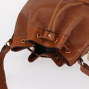 CELINE Shoulder Bag Leather Brown Gold Auth 155612-6