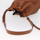 CELINE Shoulder Bag Leather Brown Gold Auth 155612-7