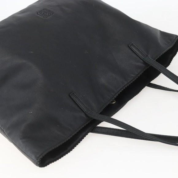 LOEWE Tote Bag Leather Black Auth 155613