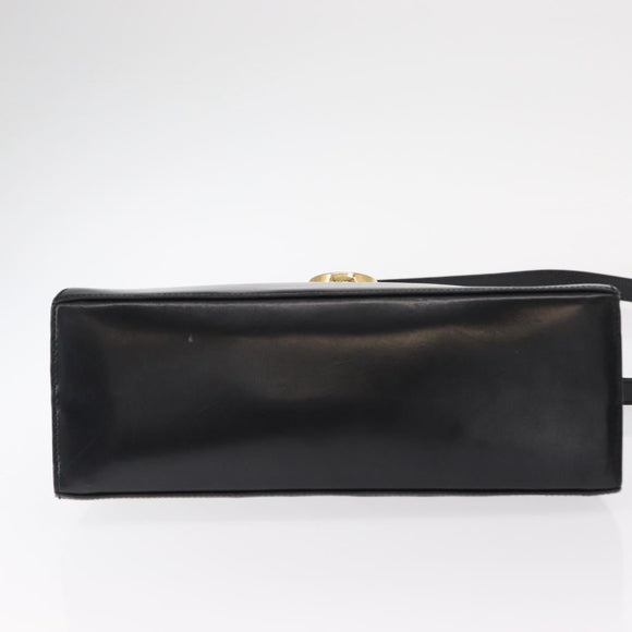 Salvatore Ferragamo Gancini Hand Bag Leather 2way Black Gold Auth 155615