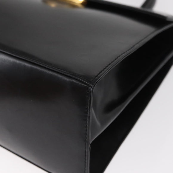 Salvatore Ferragamo Gancini Hand Bag Leather 2way Black Gold Auth 155615