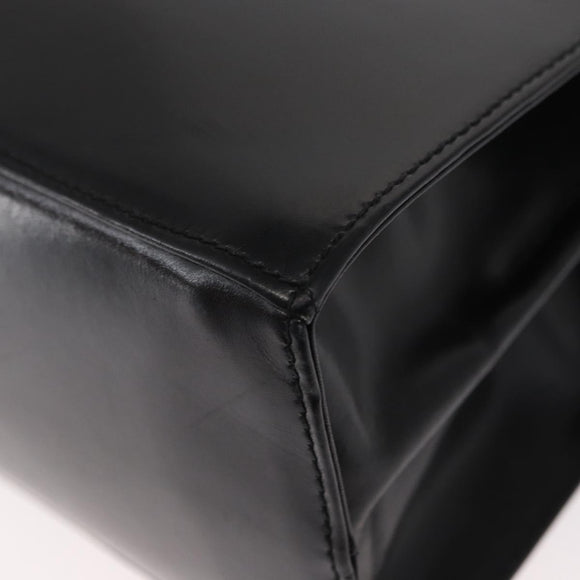 Salvatore Ferragamo Gancini Hand Bag Leather 2way Black Gold Auth 155615