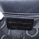 Salvatore Ferragamo Gancini Hand Bag Leather 2way Black Gold Auth 155615-18