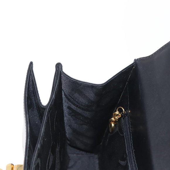 Salvatore Ferragamo Gancini Hand Bag Leather 2way Black Gold Auth 155615