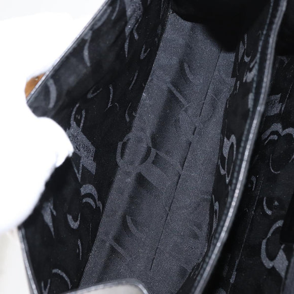 Salvatore Ferragamo Gancini Hand Bag Leather 2way Black Gold Auth 155615