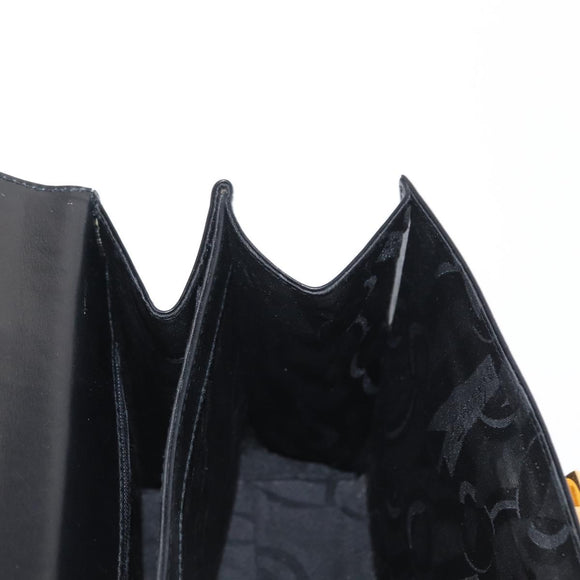 Salvatore Ferragamo Gancini Hand Bag Leather 2way Black Gold Auth 155615