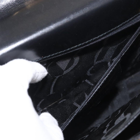 Salvatore Ferragamo Gancini Hand Bag Leather 2way Black Gold Auth 155615